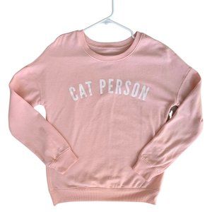 Zoe + Liv Cat Person Lady Crewneck Sweatshirt Sweater Size XS